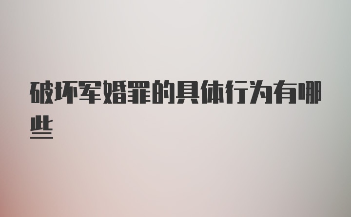 破坏军婚罪的具体行为有哪些