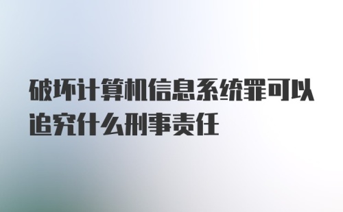 破坏计算机信息系统罪可以追究什么刑事责任