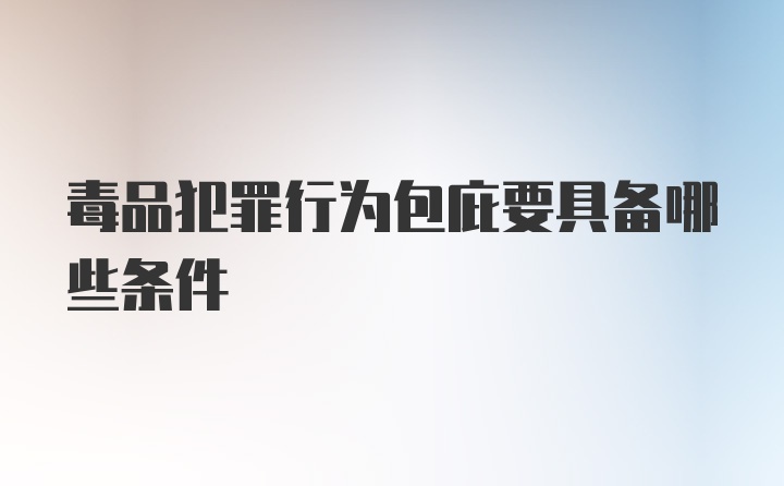 毒品犯罪行为包庇要具备哪些条件