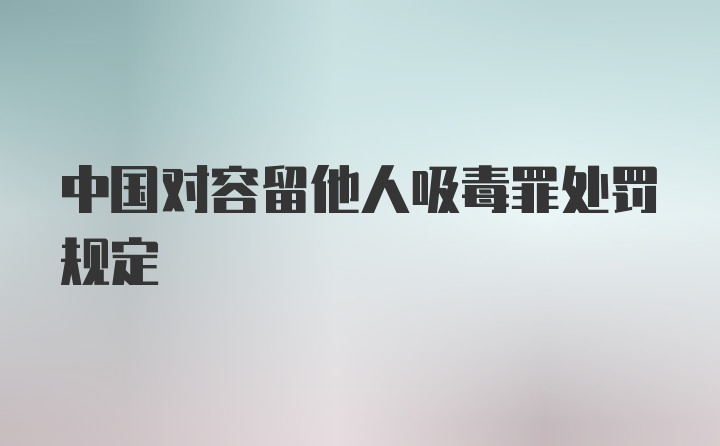 中国对容留他人吸毒罪处罚规定