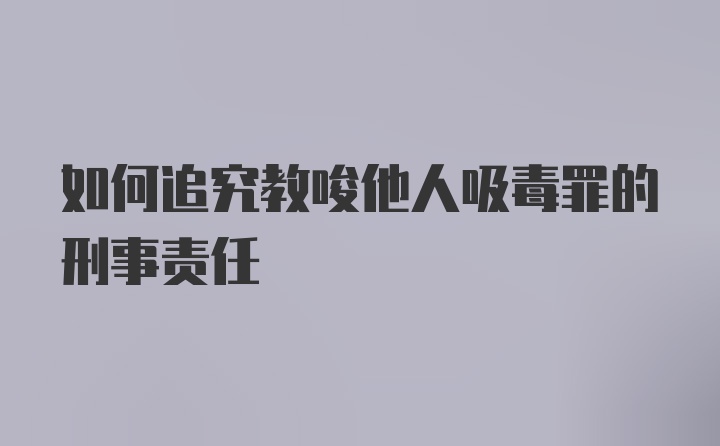 如何追究教唆他人吸毒罪的刑事责任