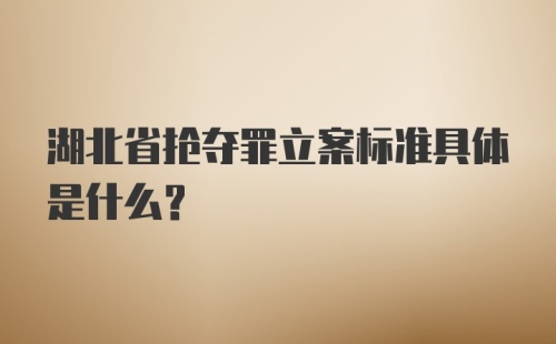 湖北省抢夺罪立案标准具体是什么?