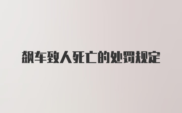 飙车致人死亡的处罚规定