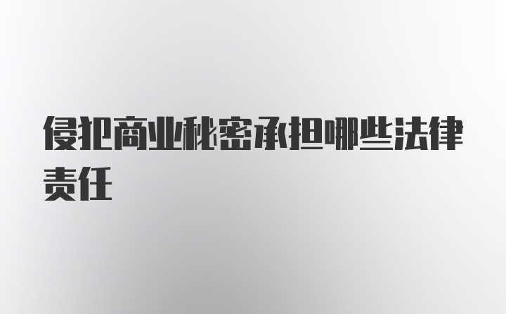 侵犯商业秘密承担哪些法律责任