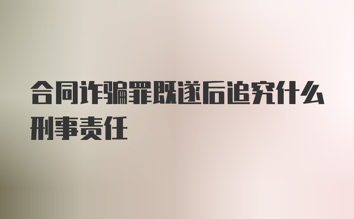 合同诈骗罪既遂后追究什么刑事责任