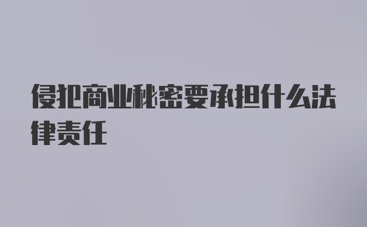 侵犯商业秘密要承担什么法律责任