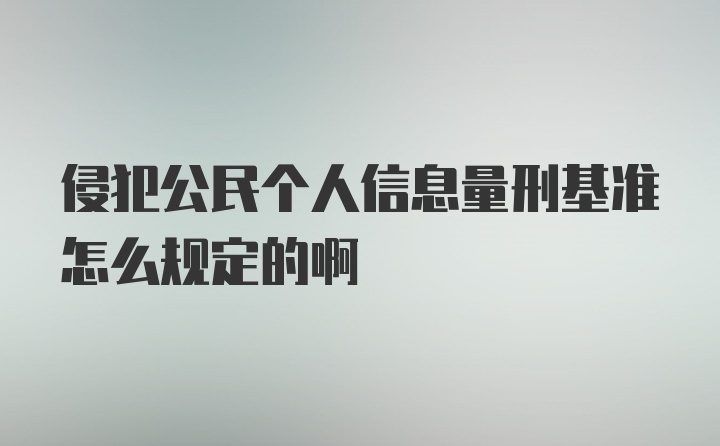 侵犯公民个人信息量刑基准怎么规定的啊