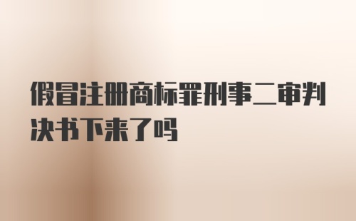 假冒注册商标罪刑事二审判决书下来了吗