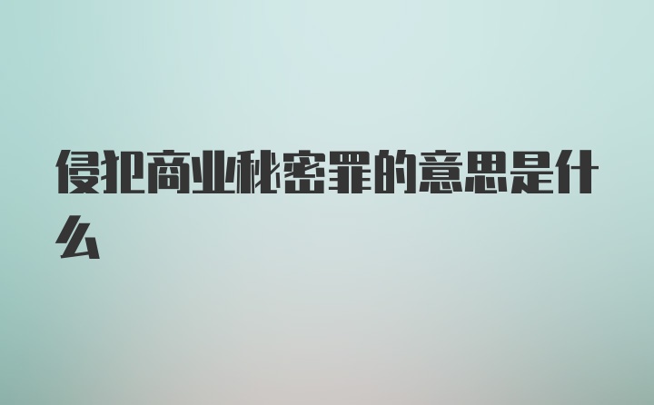 侵犯商业秘密罪的意思是什么