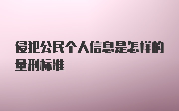 侵犯公民个人信息是怎样的量刑标准