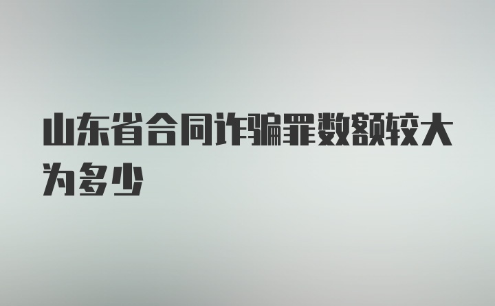 山东省合同诈骗罪数额较大为多少