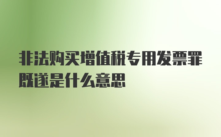 非法购买增值税专用发票罪既遂是什么意思