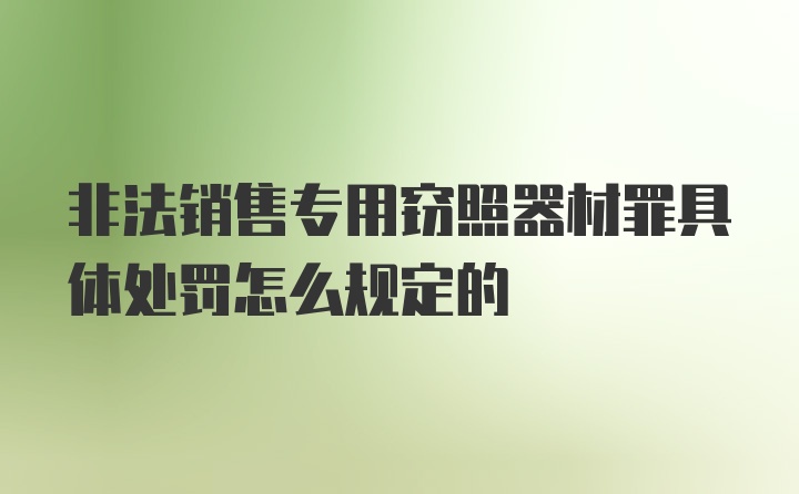 非法销售专用窃照器材罪具体处罚怎么规定的