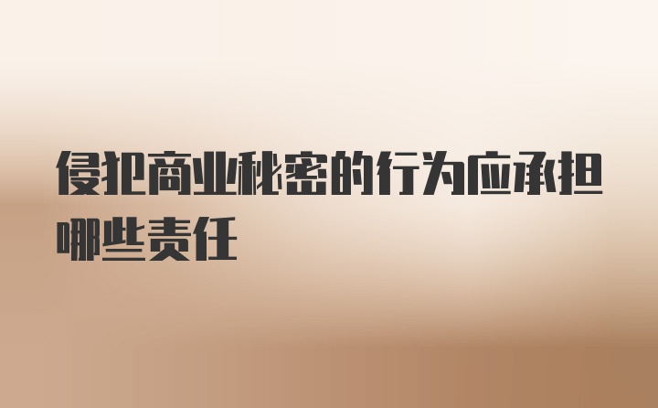 侵犯商业秘密的行为应承担哪些责任