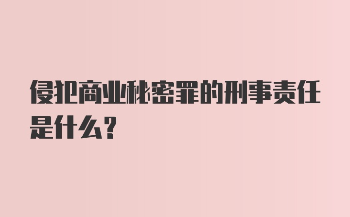 侵犯商业秘密罪的刑事责任是什么?