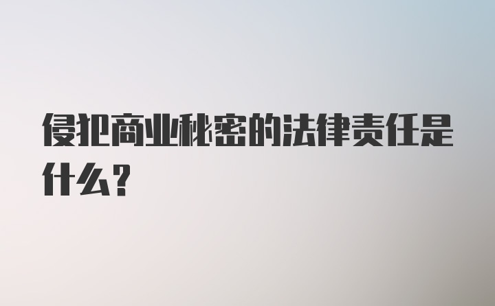 侵犯商业秘密的法律责任是什么？