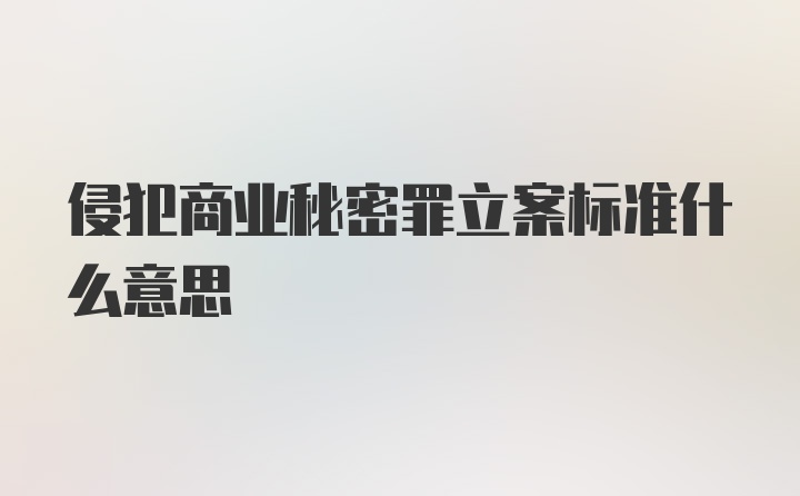 侵犯商业秘密罪立案标准什么意思