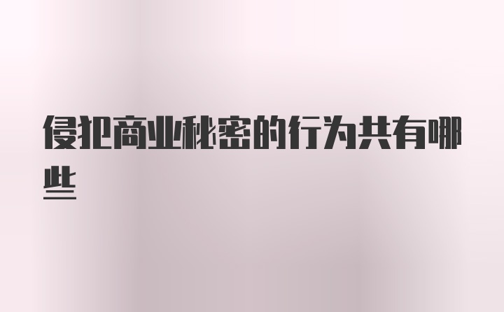 侵犯商业秘密的行为共有哪些