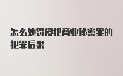 怎么处罚侵犯商业秘密罪的犯罪后果