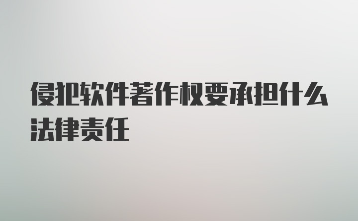 侵犯软件著作权要承担什么法律责任