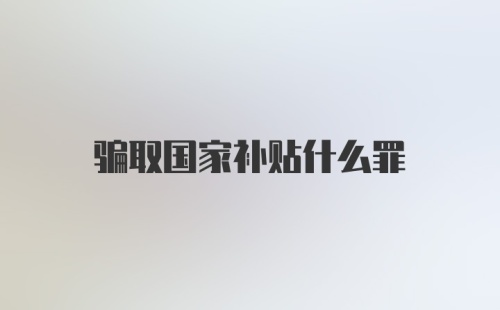 骗取国家补贴什么罪