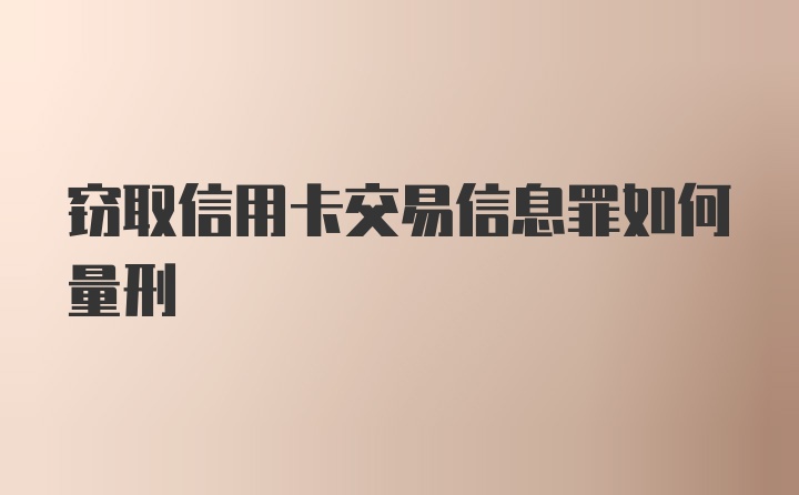 窃取信用卡交易信息罪如何量刑