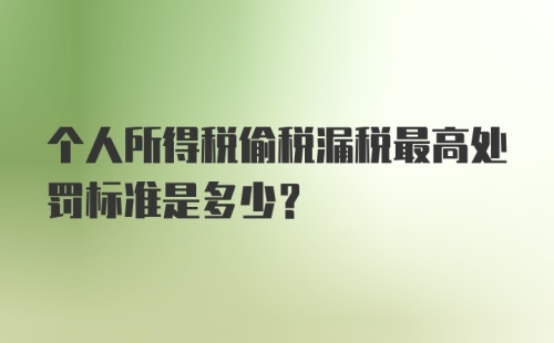 个人所得税偷税漏税最高处罚标准是多少？