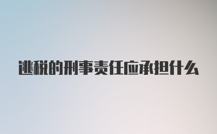 逃税的刑事责任应承担什么