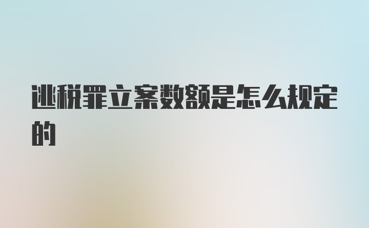 逃税罪立案数额是怎么规定的