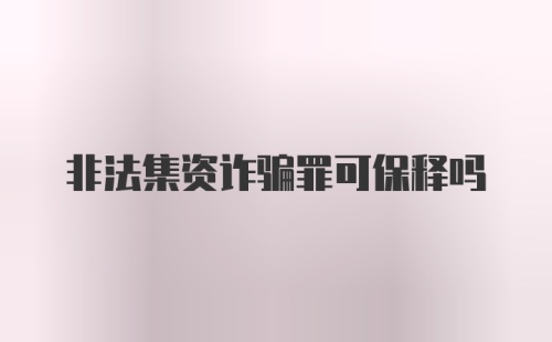 非法集资诈骗罪可保释吗