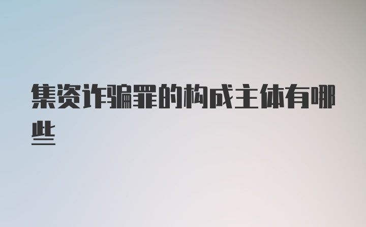 集资诈骗罪的构成主体有哪些