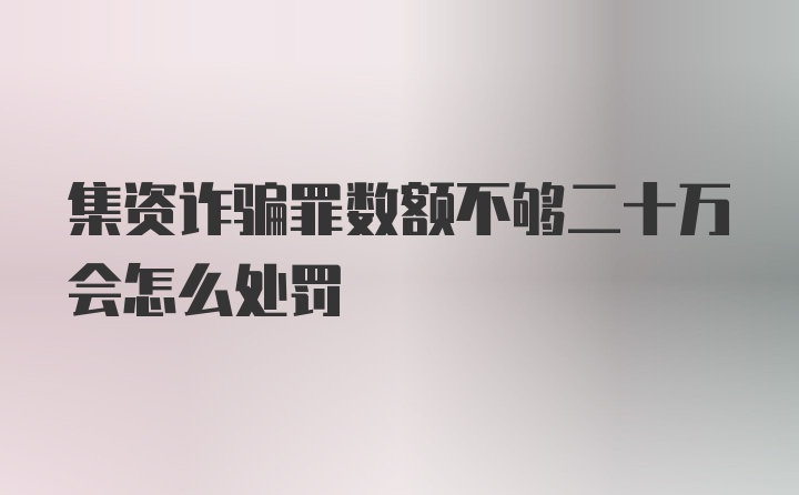 集资诈骗罪数额不够二十万会怎么处罚