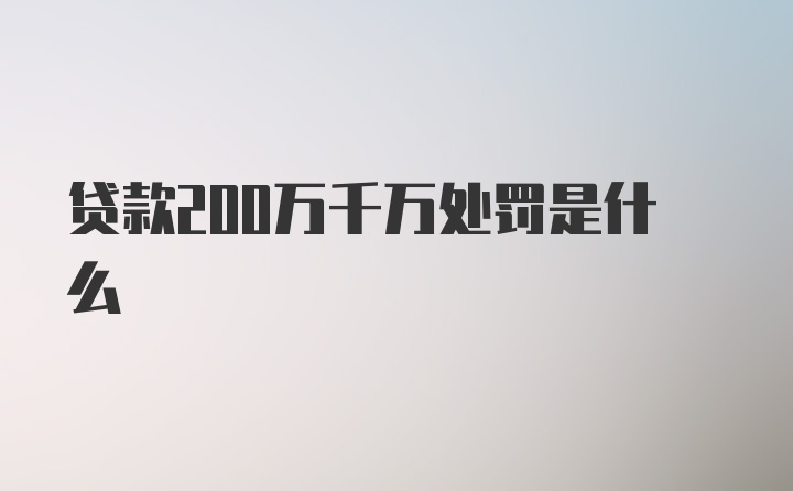 贷款200万千万处罚是什么