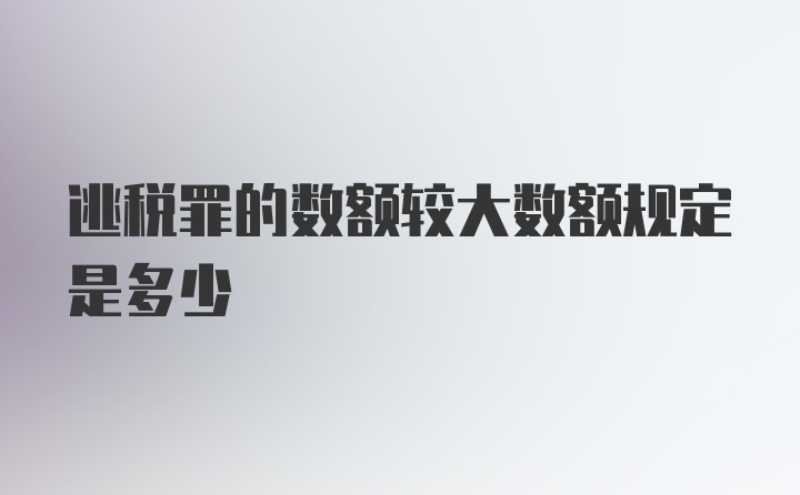 逃税罪的数额较大数额规定是多少