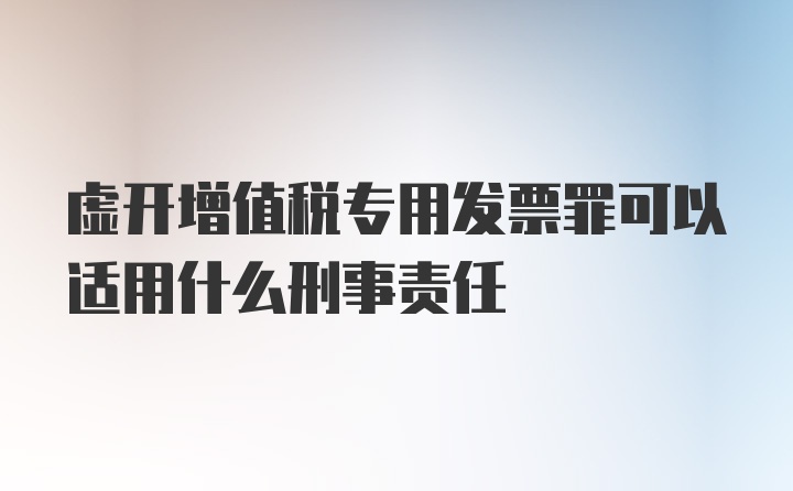 虚开增值税专用发票罪可以适用什么刑事责任