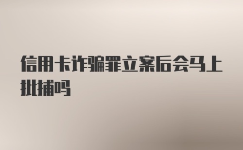 信用卡诈骗罪立案后会马上批捕吗