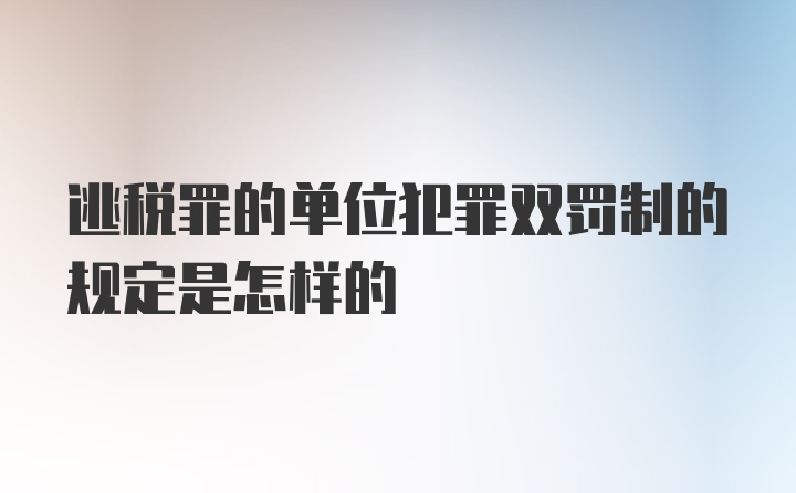 逃税罪的单位犯罪双罚制的规定是怎样的