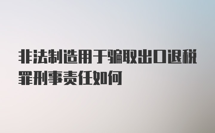 非法制造用于骗取出口退税罪刑事责任如何