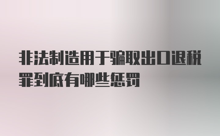 非法制造用于骗取出口退税罪到底有哪些惩罚