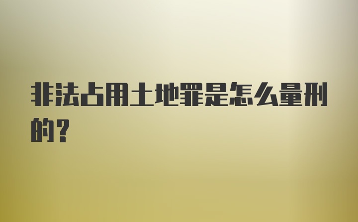 非法占用土地罪是怎么量刑的？