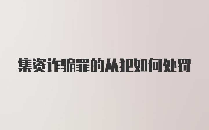 集资诈骗罪的从犯如何处罚