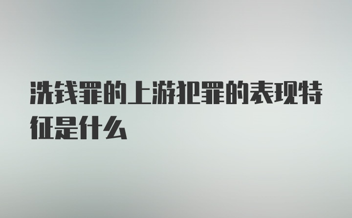 洗钱罪的上游犯罪的表现特征是什么