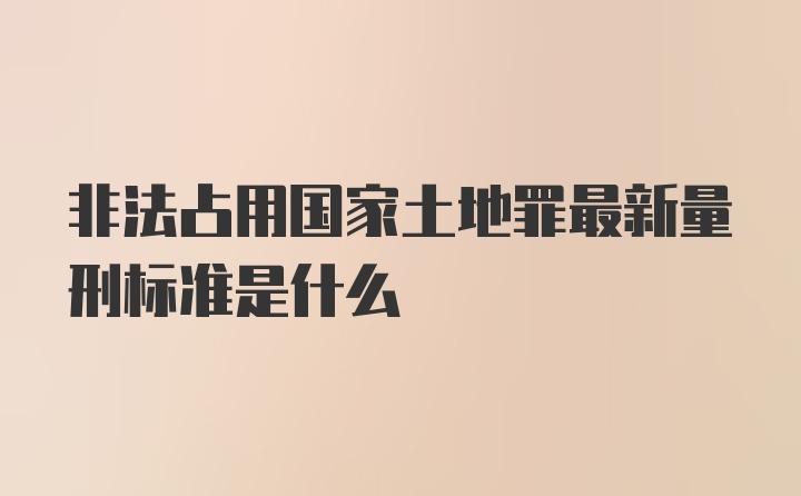 非法占用国家土地罪最新量刑标准是什么