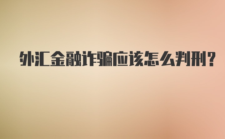 外汇金融诈骗应该怎么判刑？