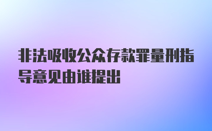 非法吸收公众存款罪量刑指导意见由谁提出