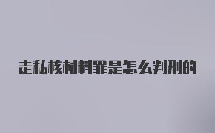 走私核材料罪是怎么判刑的