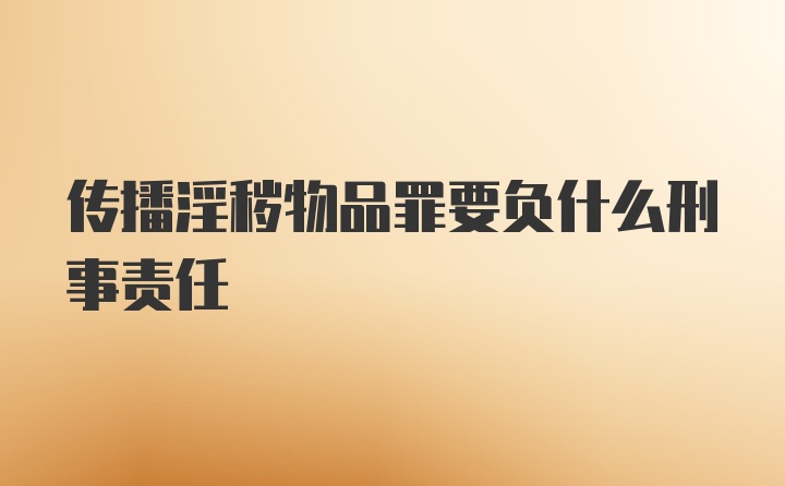 传播淫秽物品罪要负什么刑事责任