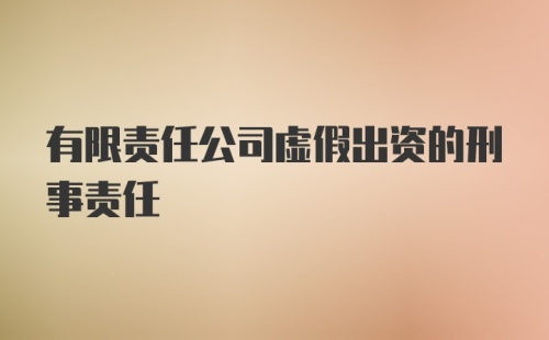 有限责任公司虚假出资的刑事责任