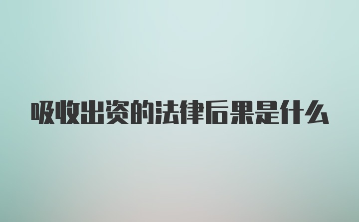 吸收出资的法律后果是什么