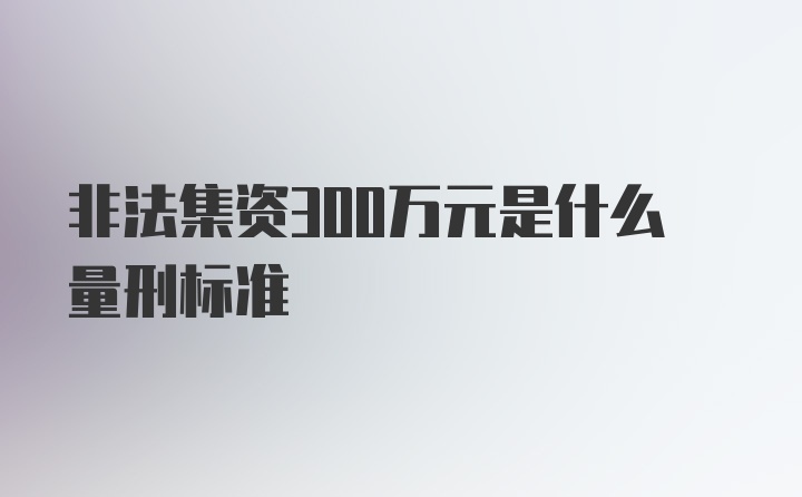 非法集资300万元是什么量刑标准